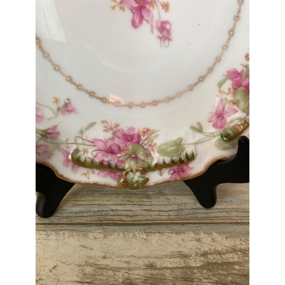 Antique Limoges Coronet Plate Hand Painted Violets Gold Trim France 1900s - Picture 7 of 11